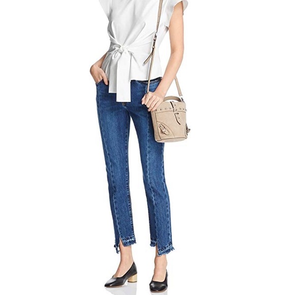 Distressed Chewed-Hem Boho Edition Blue Jeans - Picture 2 of 5